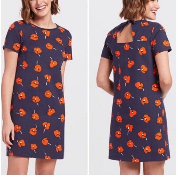Draper James Plus Size 1X Poppy Ponte Shift Dress Floral Nassau Navy Floral New - Picture 1 of 6